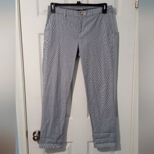 Tommy Hilfiger Blue and White Striped Straight Leg Pants